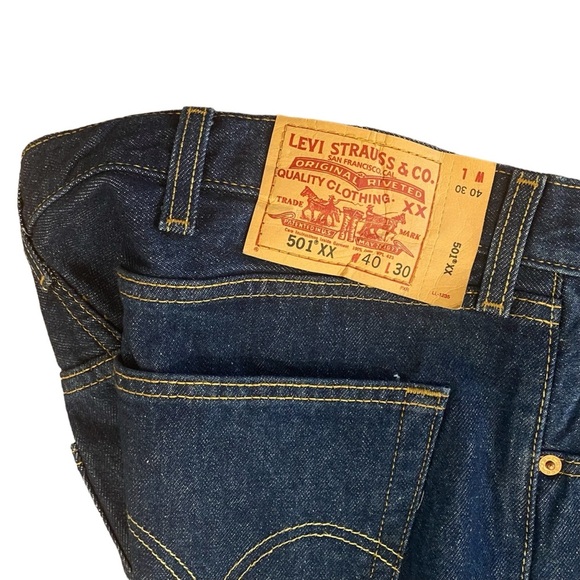 Levi's 501 XX Jeans Blank Red Tag Black Batwing Men Dark Wash 40x30 Actual 38x26 - Picture 3 of 15